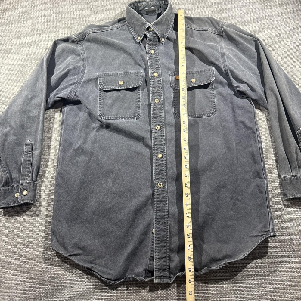 Carhartt Shirt Mens XL Gray Denim Long Sleeve Button Up Workwear Casual - Picture 4 of 8
